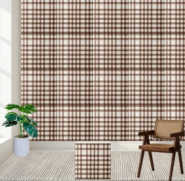 Classic Brown and White Gingham Checkered Tile