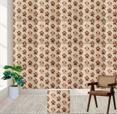Dark and Light Brown Paw Print Pattern Tile