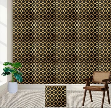 Elegant Black and Gold Geometric Pattern Tile