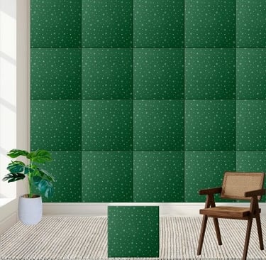 Elegant Green Snowflake Pattern- Festive Winter Ceramic Tile