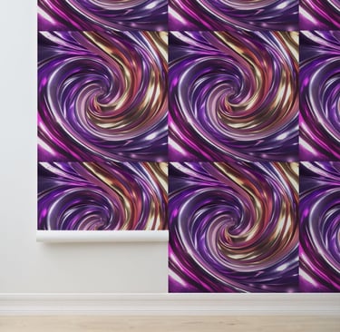 Glamorous Purple Gold Disco Swirl Peel and Stick Wallpaper
