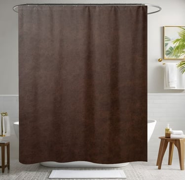Brown Leather Shower Curtain