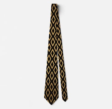 Luxurious Black and Gold Geometric Neck Tie