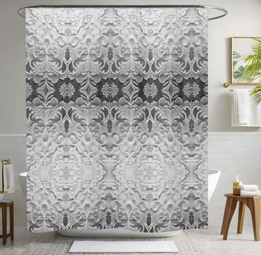 Luxury White Shower Curtain Style 2