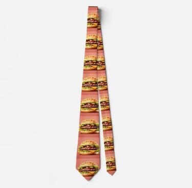 Pink Big Hamburger Party Neck Tie