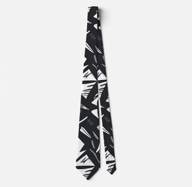 Tribal Chic Black & White Geometric Abstract Art Neck Tie