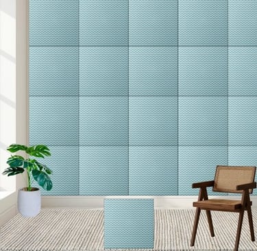 Turquoise and White Chevron - Modern Zigzag Ceramic Tile