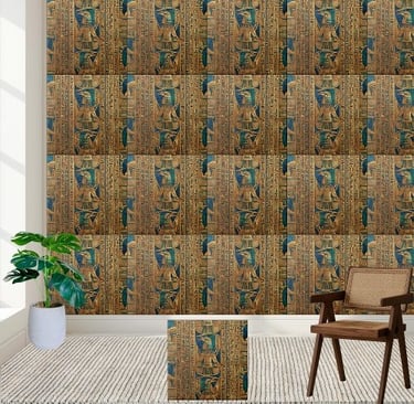 Ancient Egyptian Hieroglyphs and Bird Deity Tile