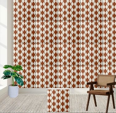Brown and White Argyle Pattern Tile