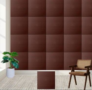 Elegant Dark Brown Leather Textured Ceramic Tile