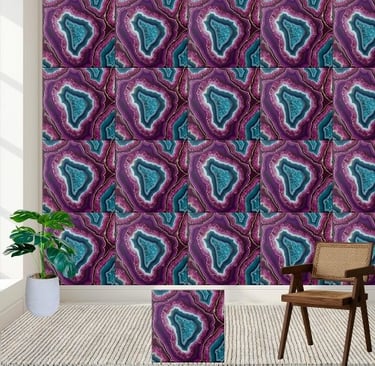 Purple and Teal Geode Agate Tile Pattern