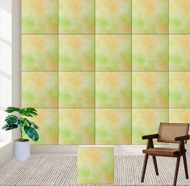 Soft Watercolor Green and Yellow Ceramic Tile
