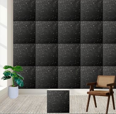 Sprinkle Black White Glitter Classy Ceramic Tile