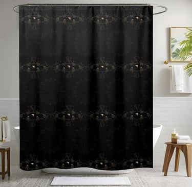 Black Boho Shower Curtain