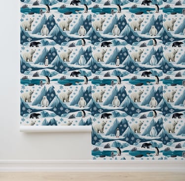 Arctic Animals Winter Wonderland Peel and Stick Wallpaper