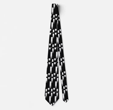 Bold Black and White Vertical Bar Design Neck tie