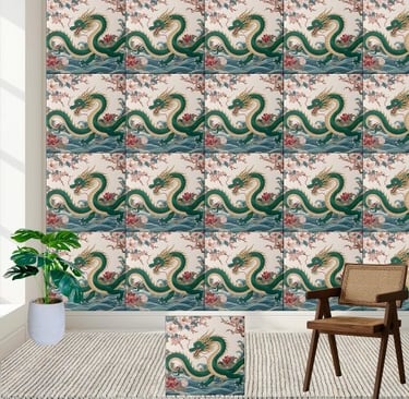 Chinese Dragon Chinoiserie Tile
