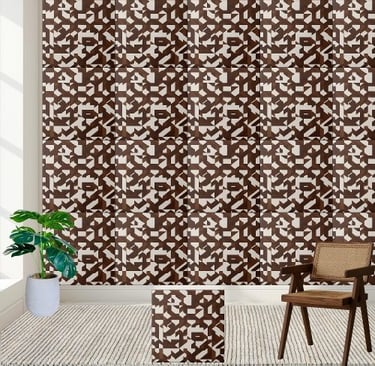 Geometric Parquet Brown and White Pattern Tile