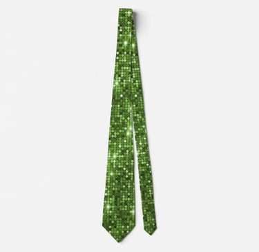 Lime Green Glitter Sparkle Disco Sequin Neck Tie