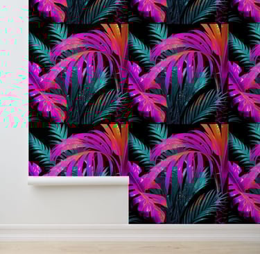 Neon Disco Jungle Peel and Stick Wallpaper