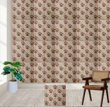 Playful Brown Paw Print Pattern Tile