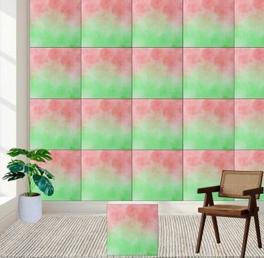 Watercolor Red and Green Gradient Ceramic Tile