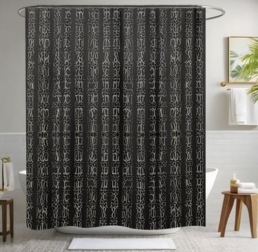 All Black Shower Curtain Style 2