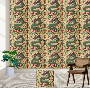 Chinese Dragon Chinoiserie Pattern Tile