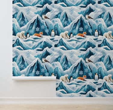 Cool Blue Arctic Scene Self-Adhesive Wallcovering Wallpaper
