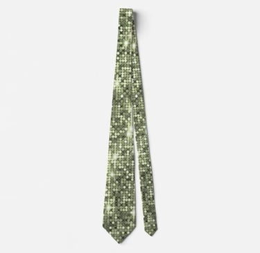 Glimmering Olive Green Sequin Sparkle Neck Tie