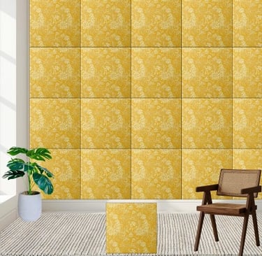Golden Floral Pattern Ceramic Tile