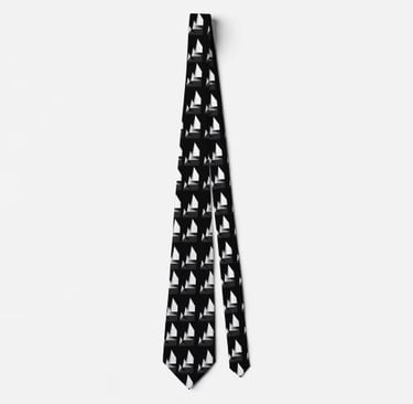 Minimalist Black & White Geometric Mountain Peak Neck Tie
