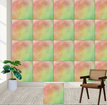 Red, Green & Yellow Gradient Watercolor Blend Ceramic Tile