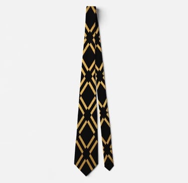 Exclusive Black Gold Intersecting Lines Luxury Neck Tie