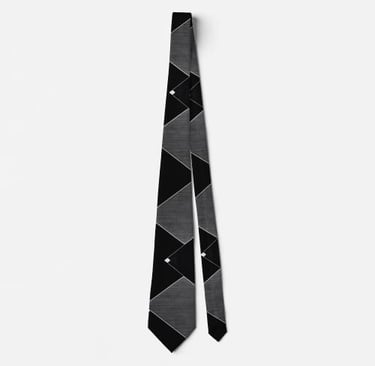 Monochromatic Black White Grey Diamond Weave Neck Tie