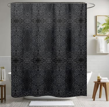 Solid Black Shower Curtain Style 2