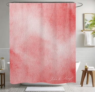 Abstract Red and White Watercolor Texture Shower Curtain
