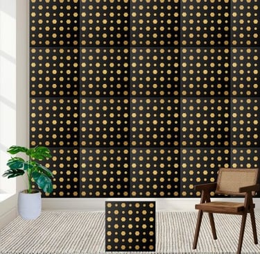 Stylish Modern Black and Gold Geometric Hexagon Ceramic Tile