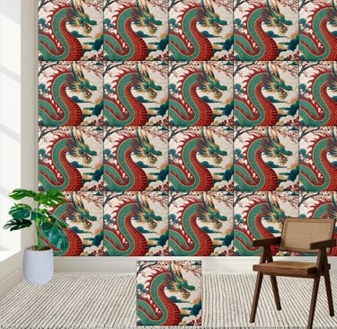 Traditional Chinese Dragon Chinoiserie Tile