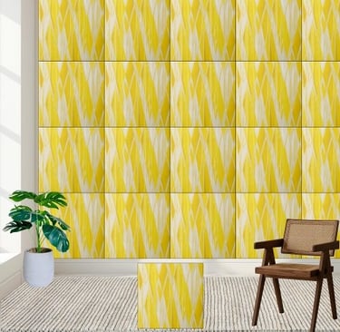 Yellow Geometric Diamond Pattern Ceramic Tile