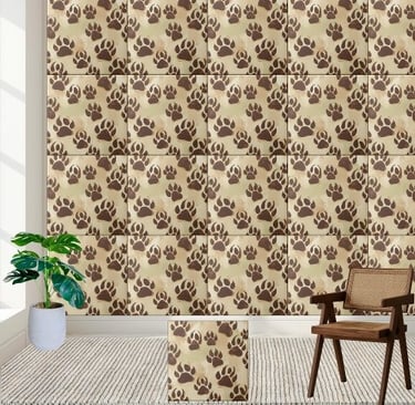 Brown Bear Paw Print Pattern Tile