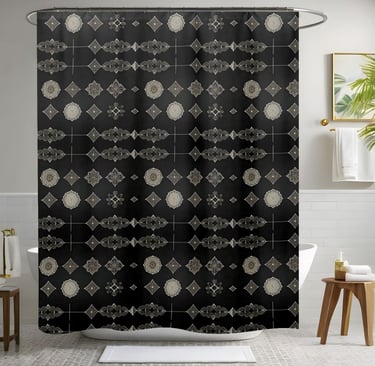Black Shower Curtain With Design