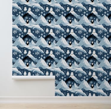 Cute Arctic Friends Pattern Peel and Stick Wallpaper