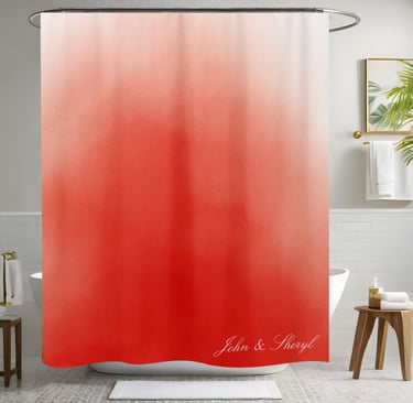 Red Watercolor Abstract Shower Curtain