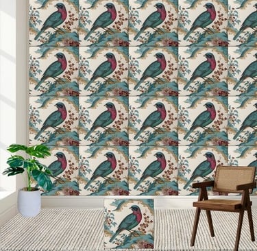 Chinoiserie Bird and Floral Tile