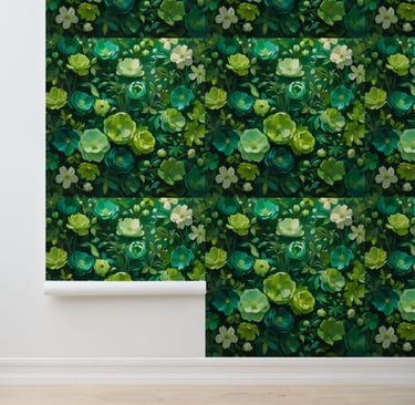 Emerald & Lime Green Floral Peel and Stick Wallpaper