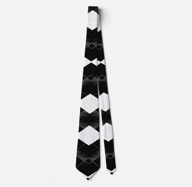 Black & White Geometric Argyle Diamond Necktie
