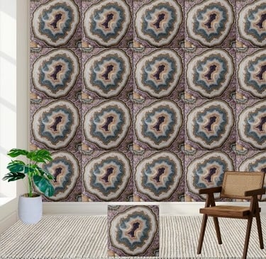 Captivating Purple Gray White Amethyst Geode Slice Ceramic Tile