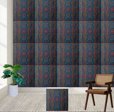 Modern Scandinavian Tile in Blue Red and Green