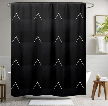 Black and White Minimalist Shower Curtain Style 1